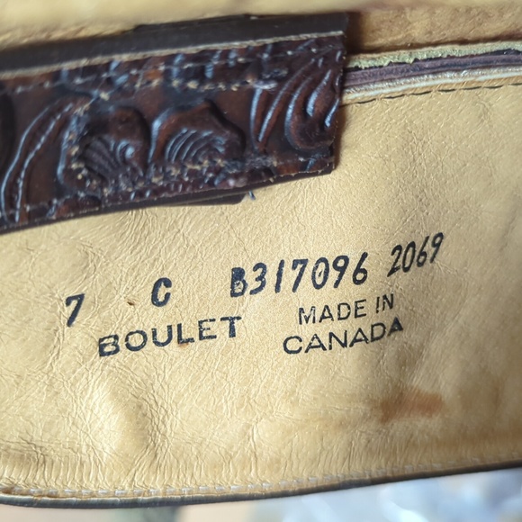 BOULET ladies hand tooled leather cowboy western boots square toe wide c… - Picture 16 of 16